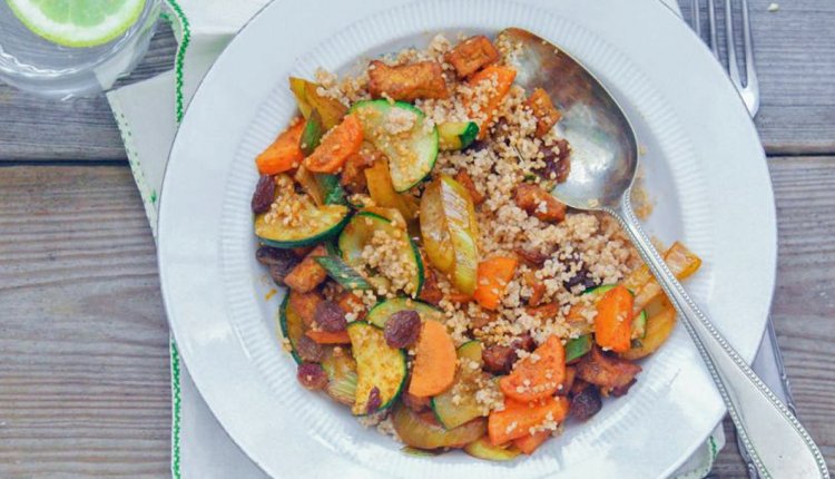 Couscous met groente en roerbakreepjes