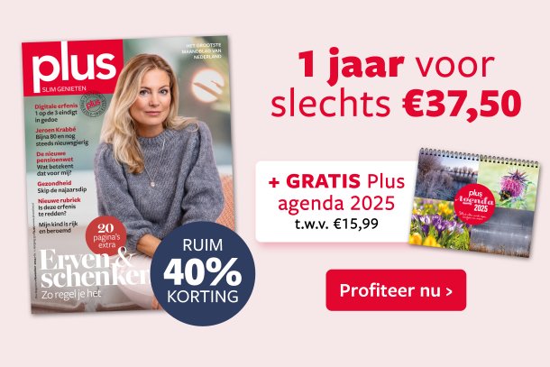 1 jaar plus met 41% welkomstkorting + gratis Plus agenda 2025