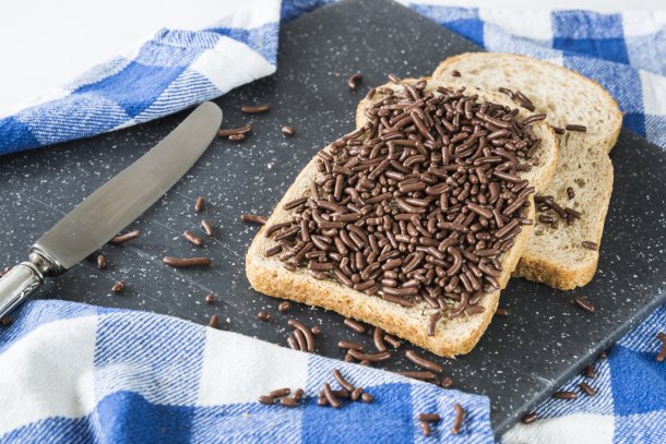 Hagelslag op een boterham